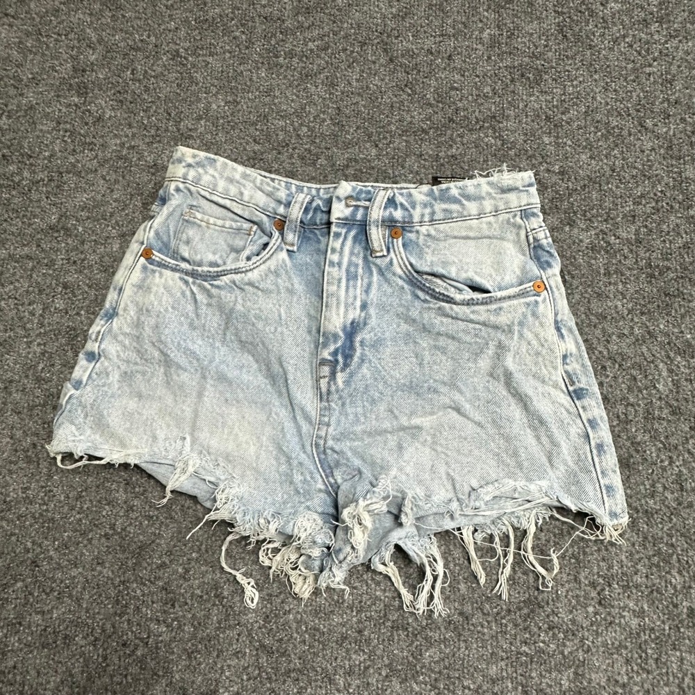 BLANKNYC Denim Shorts Womens Size 25 Blue The Reeve Distressed Raw Hem High Rise